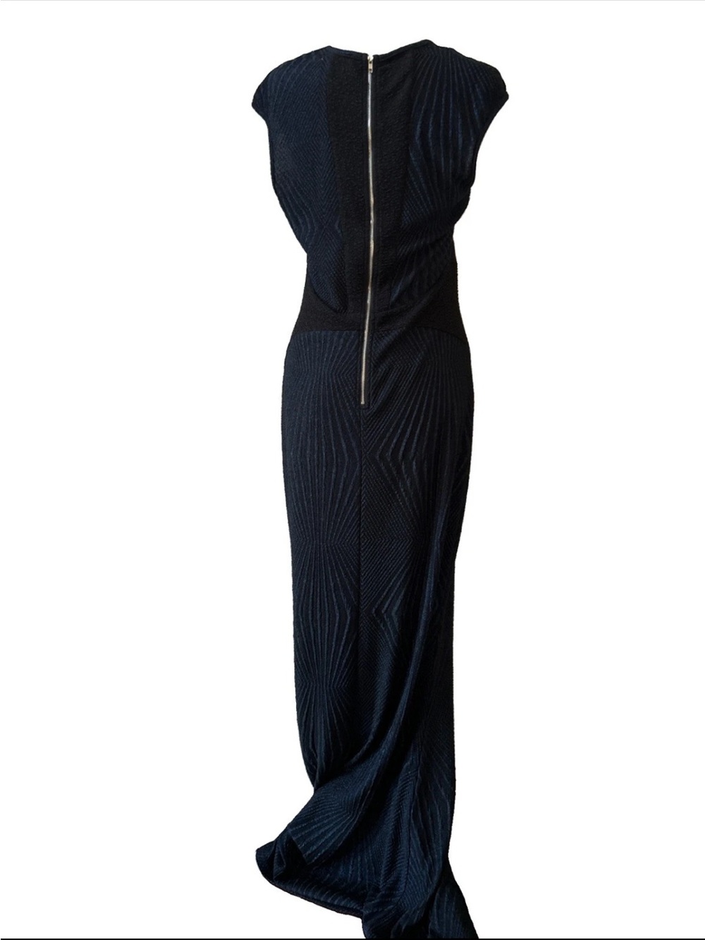 Kayla By Tally Taylor Dress M Long Stretchy Knit Geometric Mod glam EUC - Picture 4 of 11